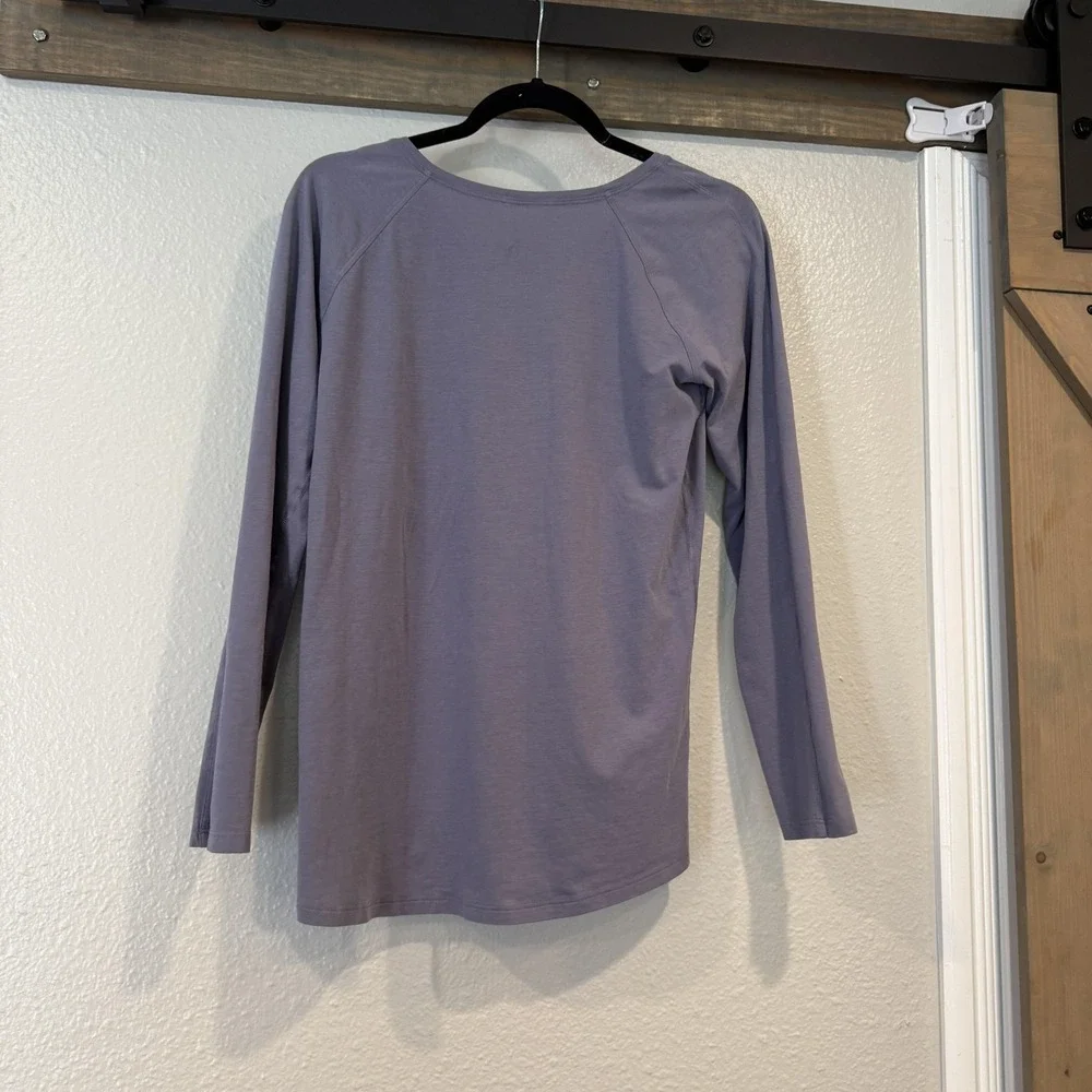 Lululemon Shirt Womens Medium Purple Long Sleeve Crew Neck Raglan Cotton Basic